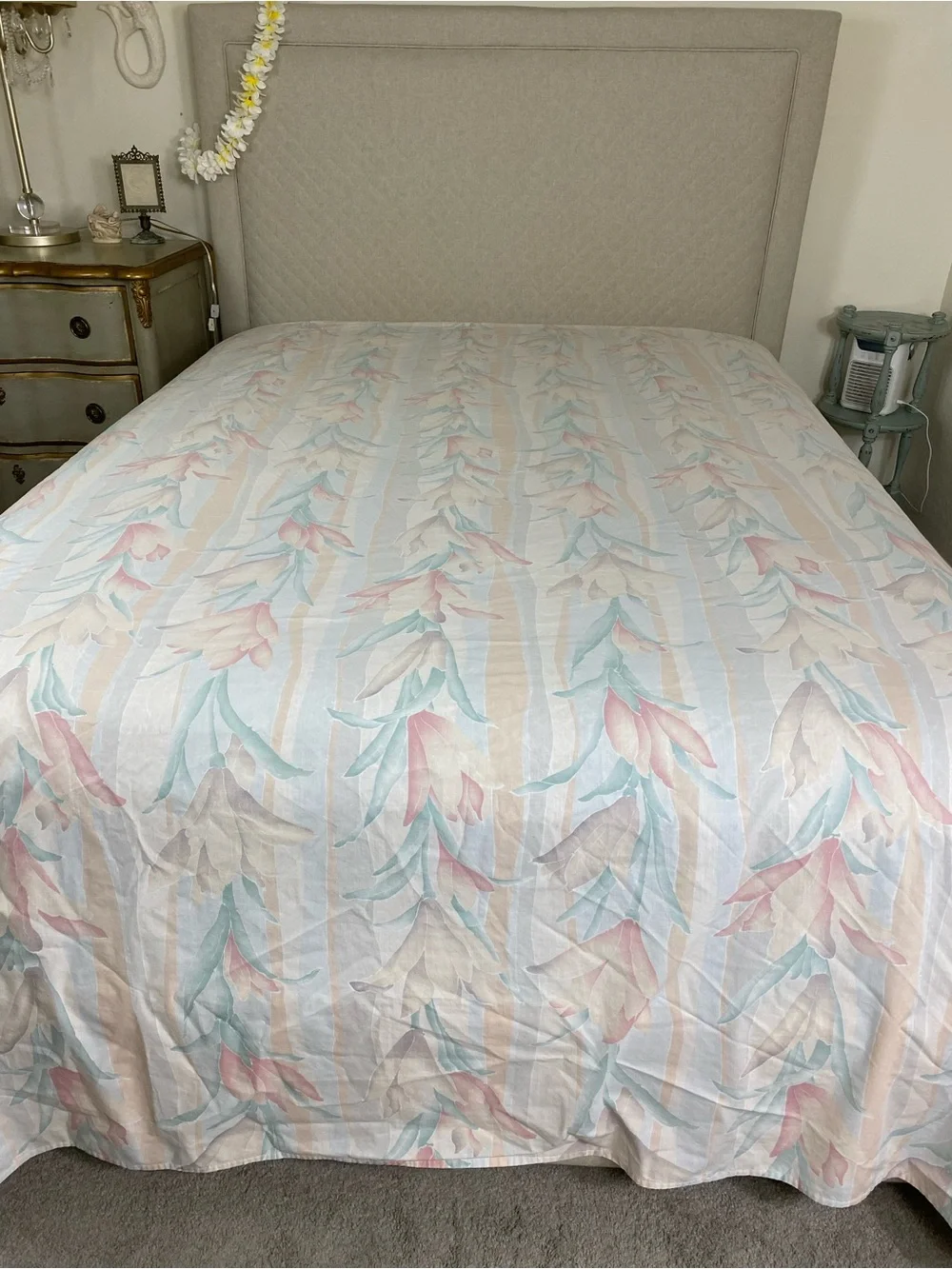 Floral Pastel Vintage Sheet Set - Soft Pink & Mint Tulips